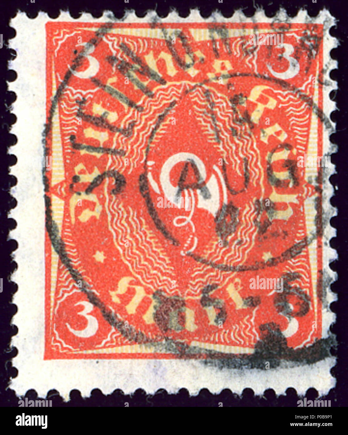 . Inglese: Timbro della Germania, problema Dec 1921, 3 Mk, annullato a STEIN bei Nurenberg sulla 15-8-1922. Michel N°192. . 18 febbraio 2014, 19:28:34. 1 Jacquesverlaeken 1922 3Mk Stein Mi192 Foto Stock