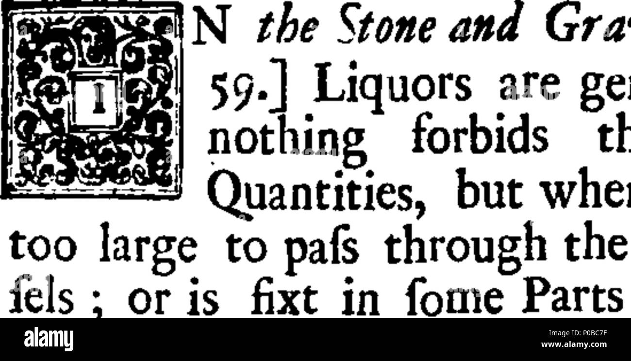 . Inglese: Fleuron dal libro: un nuovo trattato sui liquori: in cui l'uso e abuso di vino, malto-bevande, acqua, &c. sono particolarmente considerare'd, in molte malattie, costituzioni, e l'età. Con il corretto modo di utilizzarli, a caldo o a freddo, sia come Physick, dieta, o vasca da bagno. Contenente semplici e facili regole per la salvaguardia della salute e il conseguimento di lunga vita. Il tutto essendo una piena determinazione di tutti che ha ultimamente pubblicare'd su tali argomenti: Tho principalmente contrariamente alle opinioni del dottor Cheyne, Dr. Rouse, il dott. BREVE, Lommius, Vander Heyden, Dr. Hancocke, il sig. Smith, e altri Foto Stock