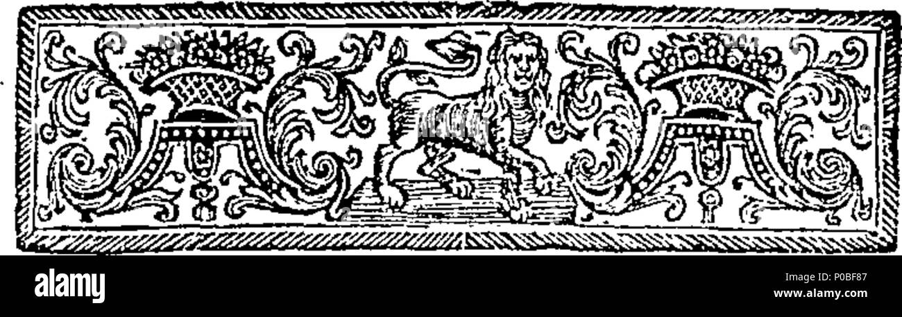 . Inglese: Fleuron dal libro: un semplice e pratico l esposizione del Credo e Decalogo. Fatto in inglese dal programma Erasmus per l'uso di Queen Anne Bolein. E stampati con la licenza Reale di Re Enrico VIII, Anno Dom. 1533. La seconda edizione. Con una prefazione del sig. bosone di Higgs. 169 Un semplice e pratico l esposizione del Credo e Decalogo Fleuron N038392-2 Foto Stock