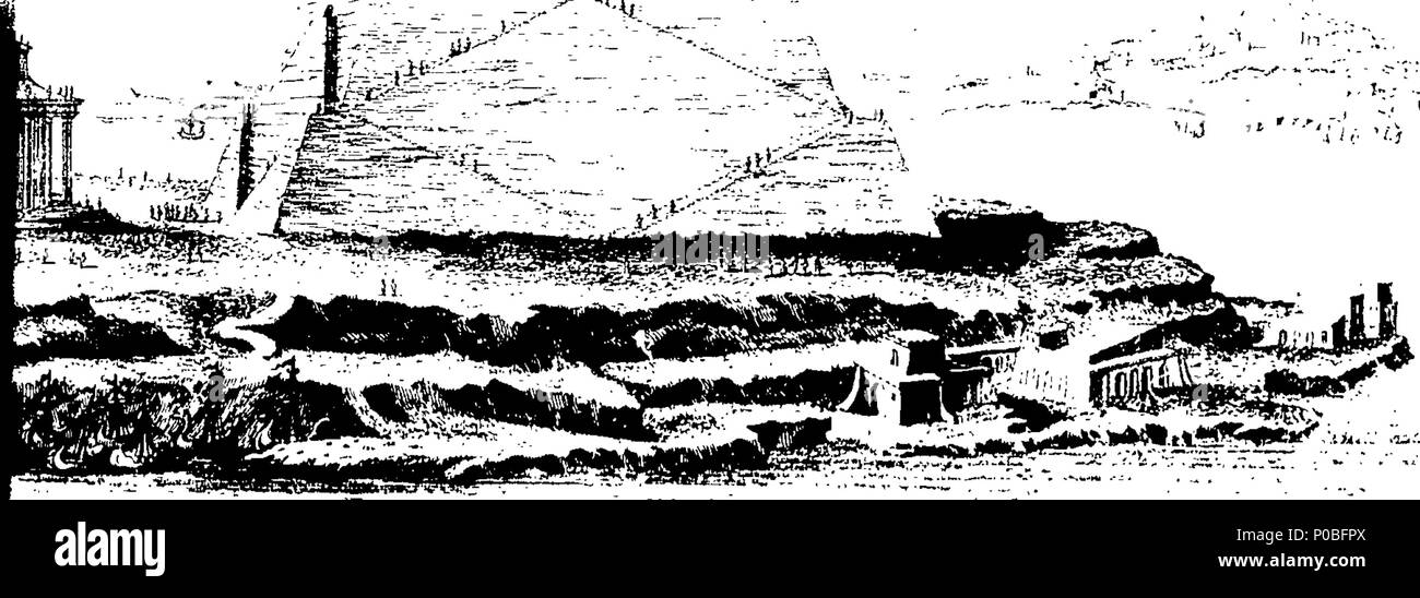 . Inglese: Fleuron dal libro: un piano di civile e architettura storica, nella rappresentazione dei più noti edifici di nazioni straniere, sia antichi che moderni: presi dalla maggior parte Approv'd storici, medaglie originale, notevoli resti, e curiosi Authentick disegni; e visualizzare'd in ottantasei folio doppia-piastre, finemente engraven, in corrispondenza di una molto grande oneri, dal più eminente mani; diviso in cinque libri. Contenenti. Prenota I. Twenty-Two piastre degli antichi Ebrei, egiziane, siriane, persiano e Grecian Edifici, monumenti, piramidi, &c. in cui i modi di struttura utilizzata da tho Foto Stock