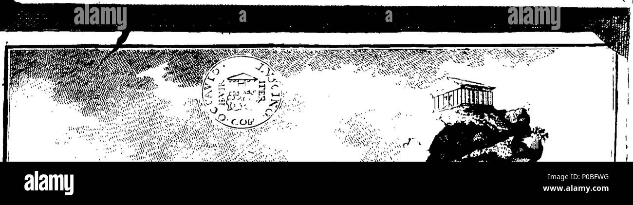 . Inglese: Fleuron dal libro: un piano di civile e architettura storica, nella rappresentazione dei più noti edifici di nazioni straniere, sia antichi che moderni: presi dalla maggior parte Approv'd storici, medaglie originale, notevoli resti, e curiosi Authentick disegni; e visualizzare'd in ottantasei folio doppia-piastre, finemente engraven, in corrispondenza di una molto grande oneri, dal più eminente mani; diviso in cinque libri. Contenenti. Prenota I. Twenty-Two piastre degli antichi Ebrei, egiziane, siriane, persiano e Grecian Edifici, monumenti, piramidi, &c. in cui i modi di struttura utilizzata da tho Foto Stock