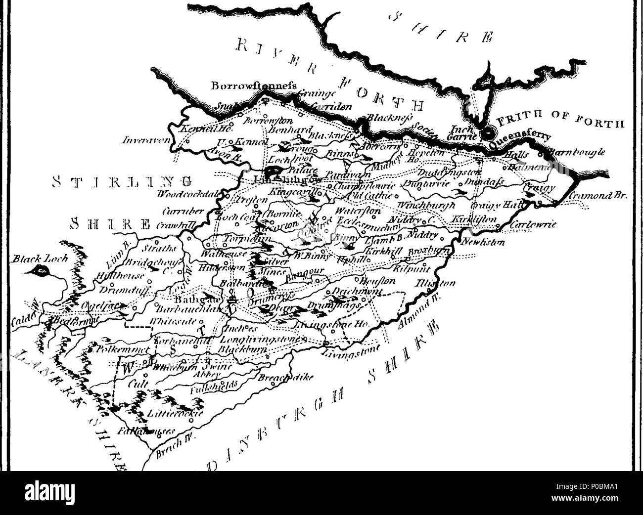 . Inglese: Fleuron dal libro: scotch atlas; o la descrizione del Regno di Scozia: diviso in contee con le suddivisioni di sherifdoms; annunziando i rispettivi confini e misura, suolo, produrre, miniere, minerali, metalli, il loro commercio e produce; anche le loro città e città del capo, i porti marittimi, montagne, fiumi, foreste, laghi &c. con il grande capitale e da[e] strade, passa, le fortificazioni e altre indicazioni. Tutto preso da rilievi topografici, regolata da osservazioni astronomiche, da Mostyn John Armstrong, geografo. Splendidamente incisi su 30 piastre di rame da H: Ashb Foto Stock