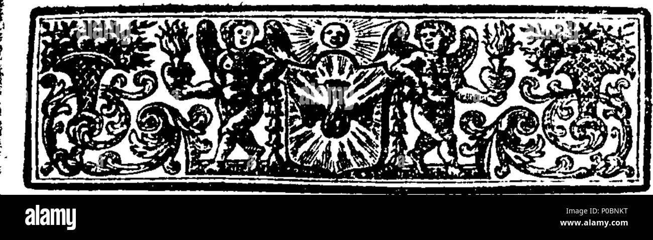 . Inglese: Fleuron dal libro: selezionare una raccolta di sermoni catholick, predicare'd prima che le Loro Maestà il Re James II. Maria Queen-Consort, Catherine Queen-Dowager, &c. ... Dal Reverendissimi Padri Ayray, Betham, Bix, Codrington, Ellis, Giffard, Godden, Levison, Scarisbrike. 187 una raccolta selezionata di catholick sermoni, predicare'd prima che le loro maestà il re Giacomo II Fleuron T144507-8 Foto Stock