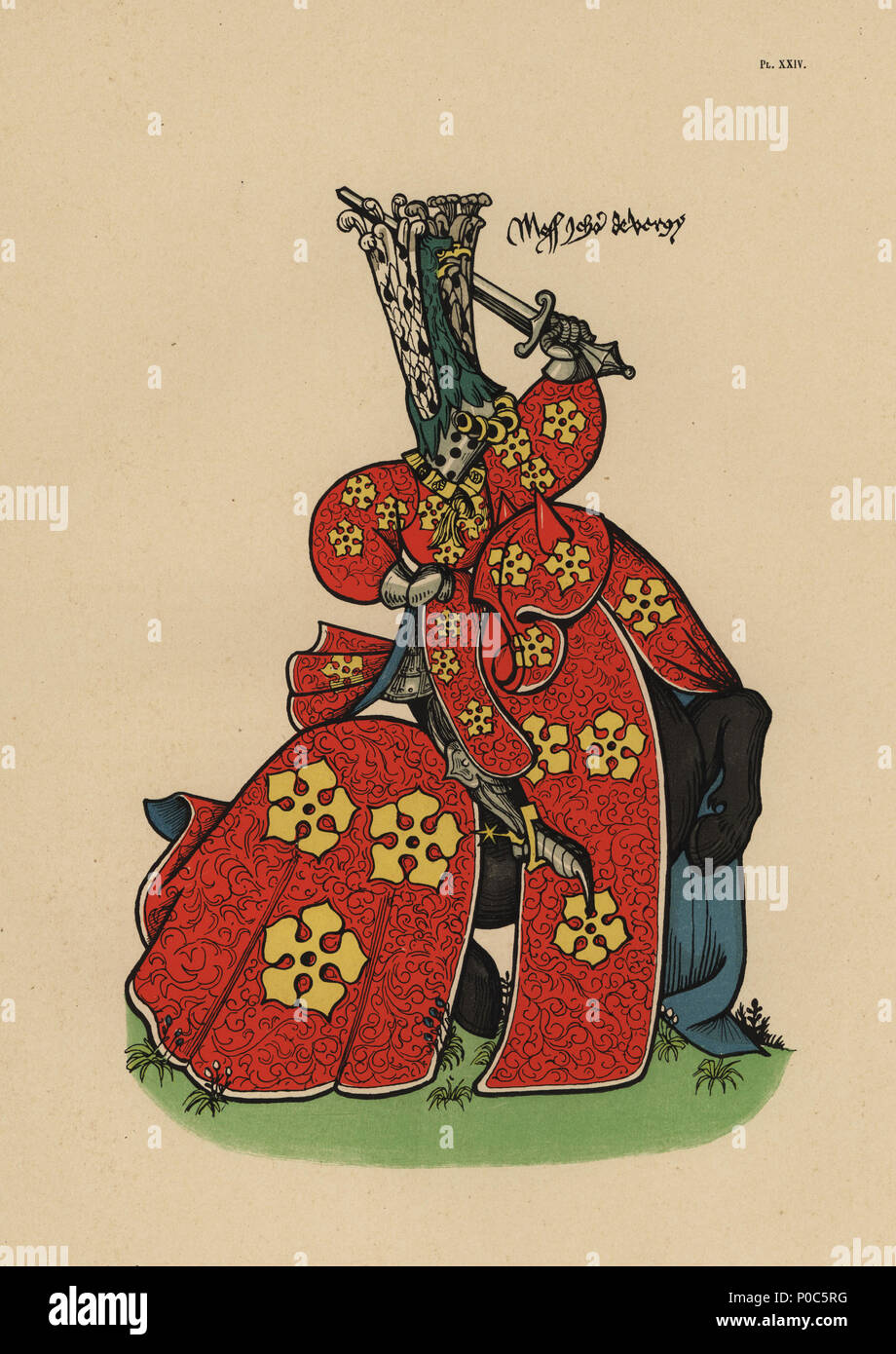 Jean IV de Vergy, Seigneur de Fouvent-Saint-Andoche, d. 1461. Chromolithograph da Loredan Larchey's Ancien Armorial Equestre de la Toison d'Or et de l'Europe au 15e siecle (Antica Armorials equestre dell'ordine del vello d'oro e l'Europa nel XV secolo), Parigi, 1890. Dal manoscritto illustrato 4790 nella Bibliotheque de l'Arsenal. Foto Stock