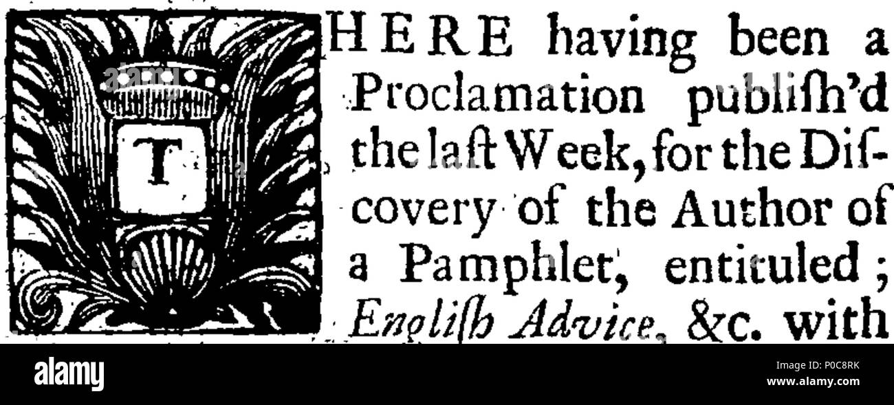 . Inglese: Fleuron dal libro: una risposta ad un traiterous diffamazione, entituled, inglese consigli ai Freeholders della Gran Bretagna. 182 una risposta ad un traiterous diffamazione, entituled, inglese consigli ai Freeholders della Gran Bretagna. Fleuron T056961-2 Foto Stock