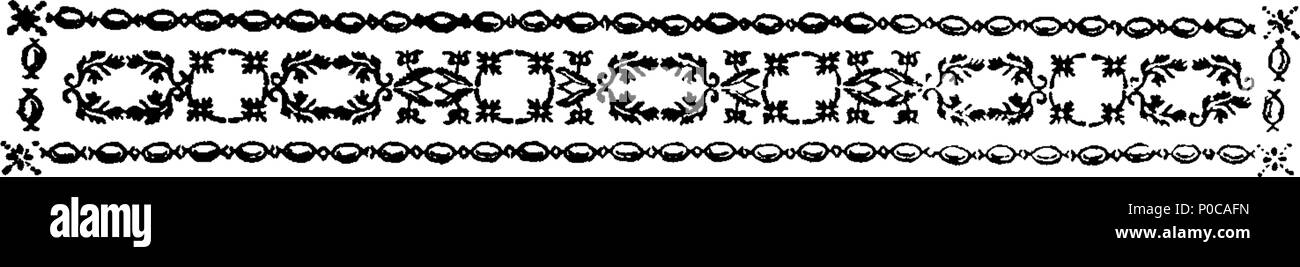 . Inglese: Fleuron dal libro: un sicuro e facile rimedio proposto per il rilievo delle pietre e ghiaia, dello scorbuto, gotta, &c. e per la distruzione di vermi nel corpo umano, illustrato da casi: insieme con una estemporanea procedimento di impregnazione di acqua e altri liquidi, con aria fisso mediante la semplice miscela solo, senza l'assistenza di qualsiasi apparecchio o macchina complicata. Da Nathaniel Hulme, M. D. del Royal College of Physicians, Londra: medico alla certosa, &c. 185 in modo sicuro e facile rimedio proposto per il rilievo delle pietre e ghiaia, dello scorbuto, gotta, etc Fleuron T0470 Foto Stock