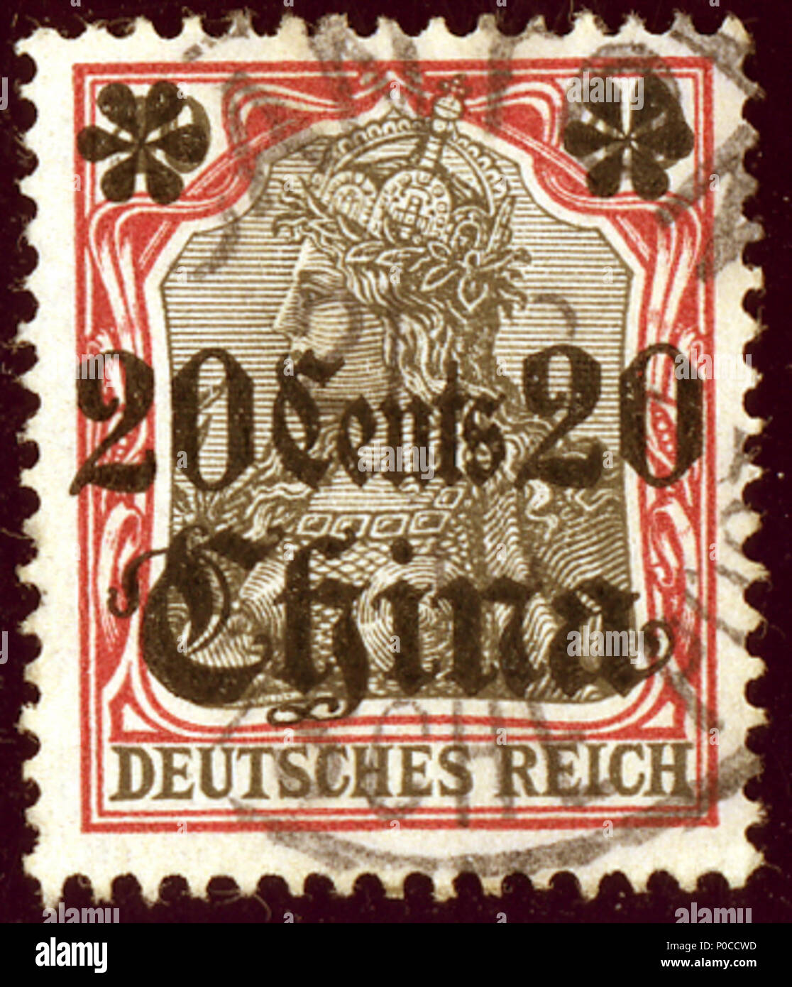 . Inglese: Timbro del tedesco post in Cina, 20 centesimi problema 1905, annullato il CANTONE DI DEUTSCHE POST. Michel N°32. . 22 marzo 2014, 15:03:40. 1 Jacquesverlaeken 1905 DP in Cina 20 centesimi Cantone Mi32 Foto Stock