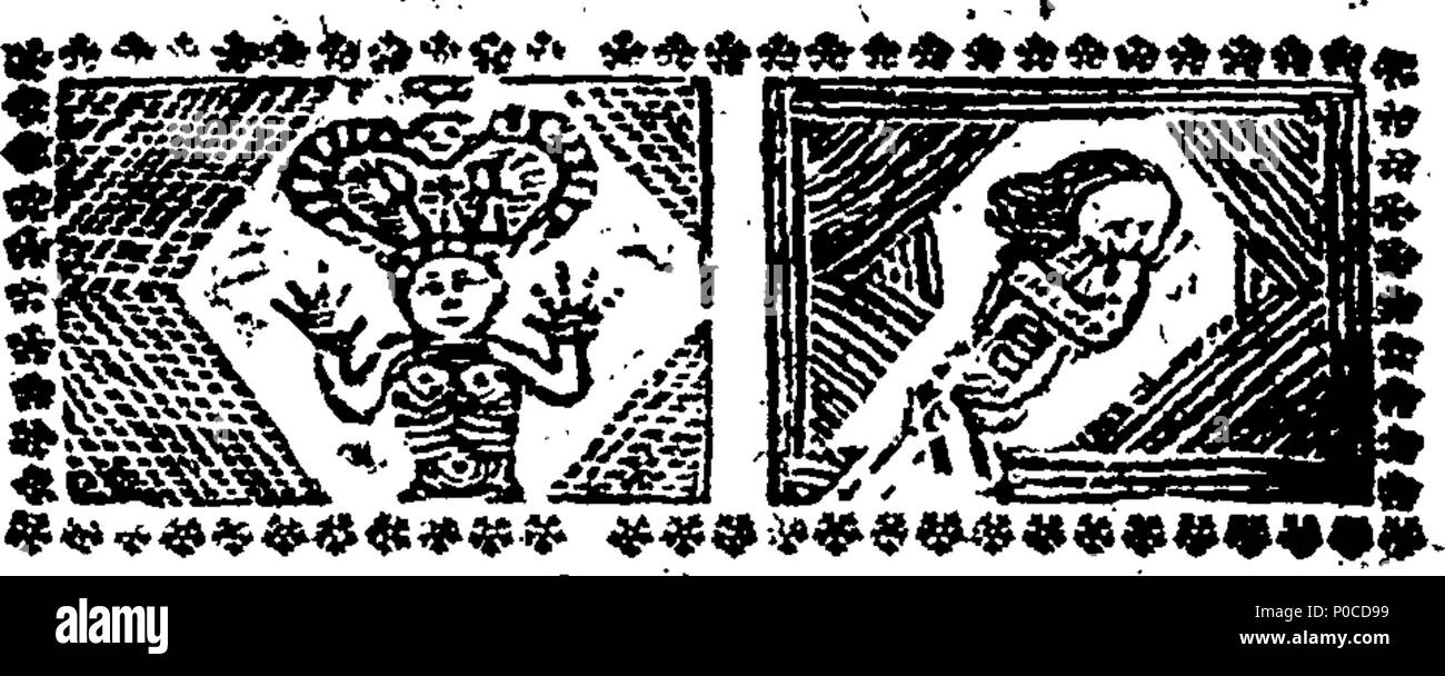 . Inglese: Fleuron dal libro: un sermone predicare'd a Ashby de la Zouch, Venerdì, Marzo 14, 1760, essendo il giorno designato da Sua Maestà per una Pubblica umiliazione per implorare il favore di non tener conto di tale rifiuto la Provvidenza per la nazione e la sua protezione dalla spada dei nemici implacabili delle sue leggi, la libertà e la religione. Da J. Garner, M.D. 191 un sermone predicare'd a Ashby de la Zouch Fleuron T197935-5 Foto Stock