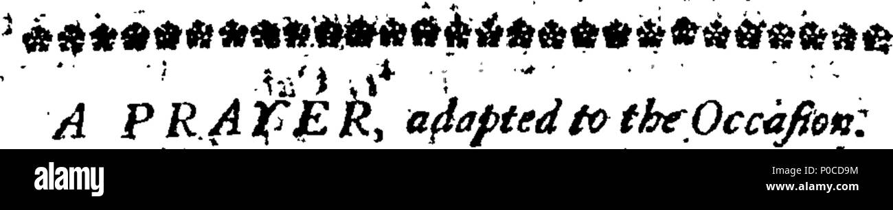 . Inglese: Fleuron dal libro: un sermone predicare'd a Ashby de la Zouch, Venerdì, Marzo 14, 1760, essendo il giorno designato da Sua Maestà per una Pubblica umiliazione per implorare il favore di non tener conto di tale rifiuto la Provvidenza per la nazione e la sua protezione dalla spada dei nemici implacabili delle sue leggi, la libertà e la religione. Da J. Garner, M.D. 191 un sermone predicare'd a Ashby de la Zouch Fleuron T197935-8 Foto Stock