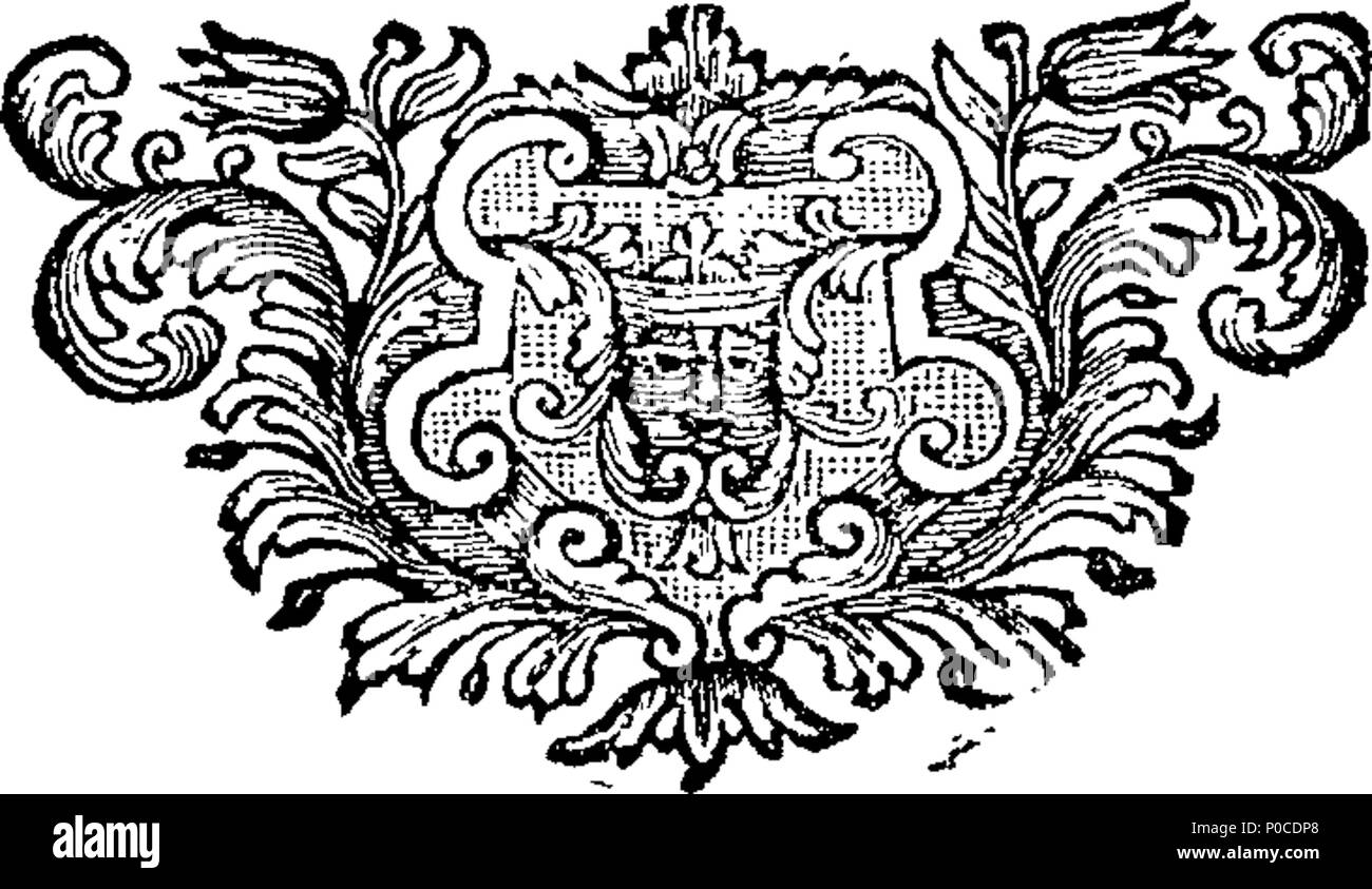 . Inglese: Fleuron dal libro: un sermone predicare'd presso la cattedrale-chiesa di San Pietro di esone, prima che il diritto Venerabile il sindaco e la camera, Agosto 6th, 1723; essendo l anniversario della liberazione della città dall'Cornish insurrezione, nel regno di Re Edoardo il Vith. Da John Fisher, B.A. 192 un sermone predicare'd presso la cattedrale chiesa di St Fleuron T000332-4 Foto Stock