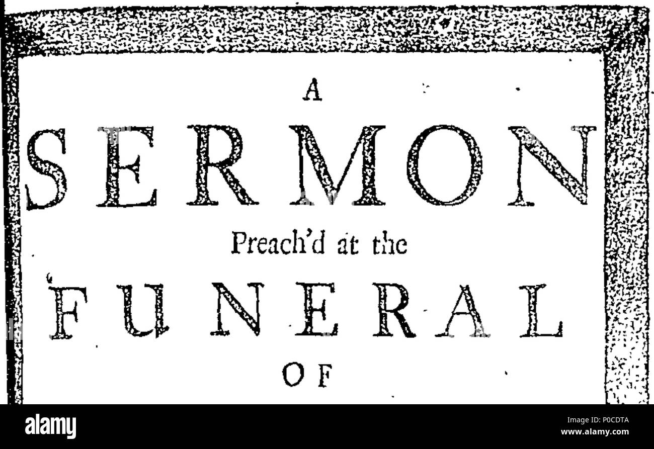 . Inglese: Fleuron dal libro: un sermone predicare'd al funerale della sig.ra Catherine Lorrain, recentemente deceduto, nella parrocchia-chiesa di Sant'Andrea a Holborn, mercoledì il 27th. di giugno, 1705. Da Henry Shute, M. A. cappellano a destra onorevole Edward Earl di Orsord, e docente di White-Chappel. Pubblicato in La Caparra richiesta dei suoi cari relazioni. 192 un sermone predicare'd al funerale della sig.ra Catherine Lorrain, recentemente deceduto, nella parrocchia-chiesa di St Fleuron T010314-1 Foto Stock