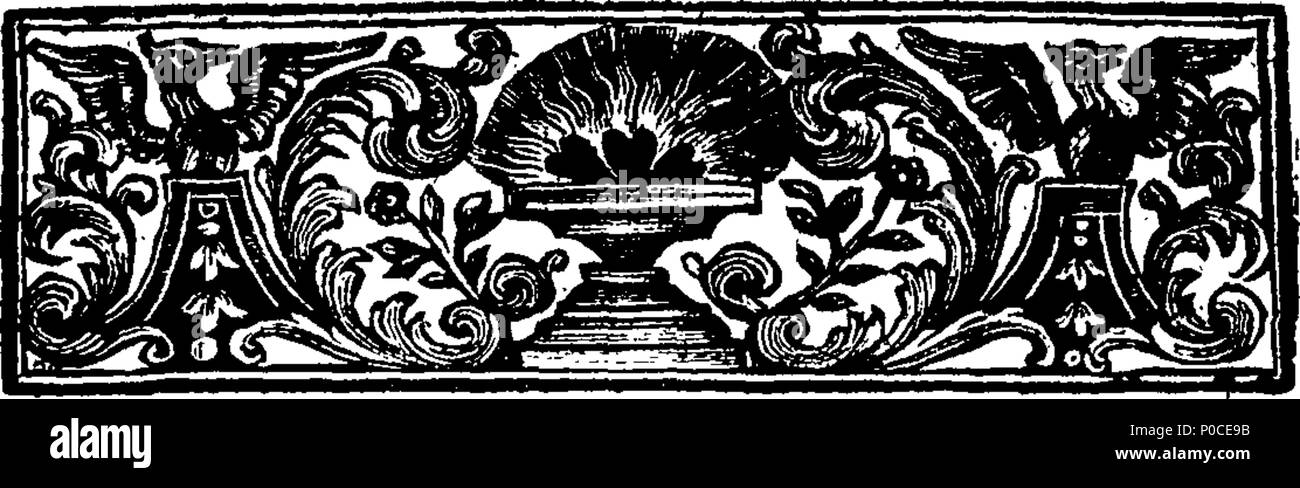 . Inglese: Fleuron dal libro: un sermone predicare'd prima l' onorevole House of Commons, a Santa Margherita di Westminster, giovedì 7 giugno, 1716. Essendo il giorno di Publick azione di rendimento di grazie a Dio Onnipotente per la soppressione della tarda ribellione innaturale. Da Tho. Sherlock, D. D. Decano di Chichester, il comandante del tempio e cappellano in ordinario di Sua Maestà. 193 un sermone predicare'd prima l' onorevole House of Commons, St Fleuron T059300-6 Foto Stock