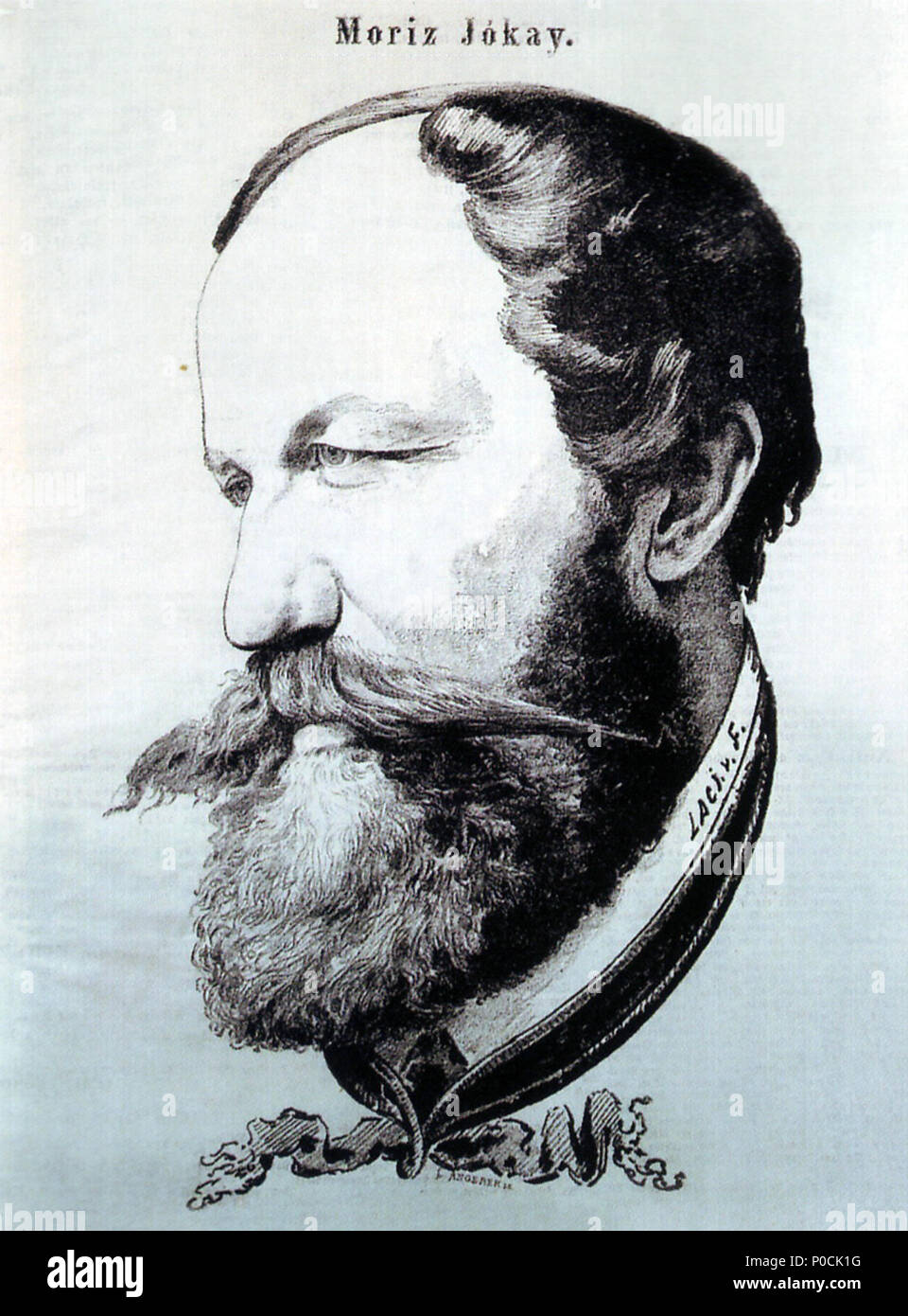 35 Frecskay caricatura di Jókai 1855 Foto Stock