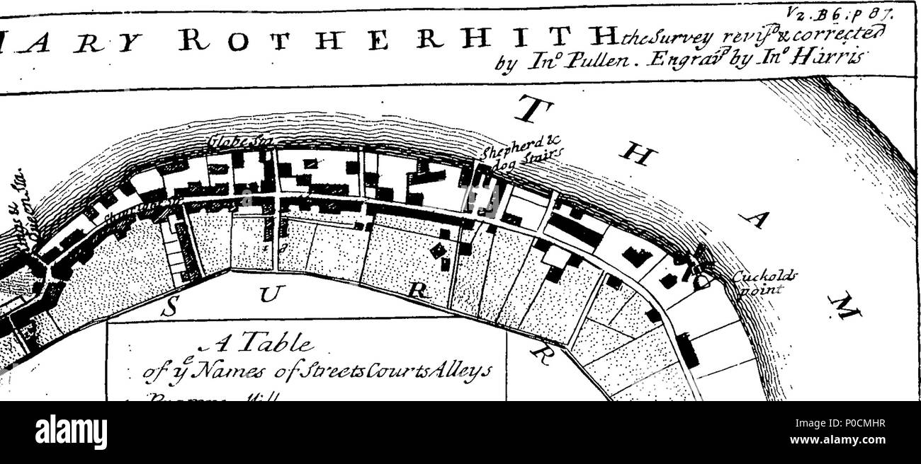 . Inglese: Fleuron dal libro: un sondaggio della città di Londra e di Westminster: contenente l'originale, antichità, aumentare, moderna station wagon e governo di quelle città. Scritto in un primo momento nell'anno MDXCVIII. Da John Stow, cittadino e nativo di Londra. Poiché ristampato e aumentata di A.M. H.D. e altri. Ora infine, rettificato, migliorati e molto allargato: e il sondaggio e storia hanno portato verso il basso a partire dall'anno 1633, (essendo vicino a ottanta anni dall'ultima volta in cui è stata stampata) al tempo presente; da John Strype, M.A. un nativo anche di detta città. Illustrato con esatta di Mappe della città e s Foto Stock