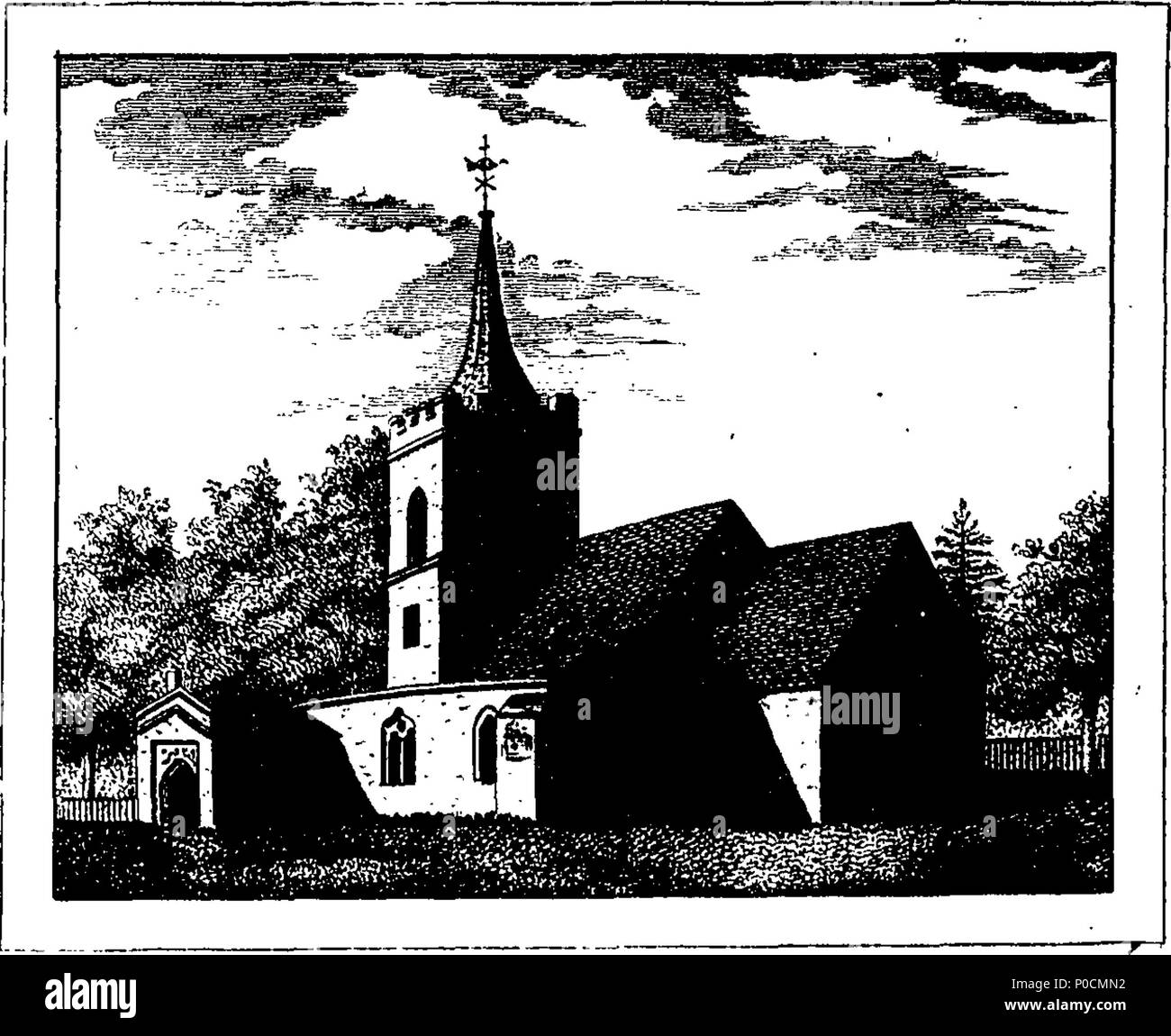 . Inglese: Fleuron dal libro: un sondaggio dello stato attuale della Chiesa Aspeden, Herts. Giugno 1793. 216 Un sondaggio dello stato attuale della Chiesa Aspeden, Herts. Giugno 1793. Fleuron T006297-1 Foto Stock