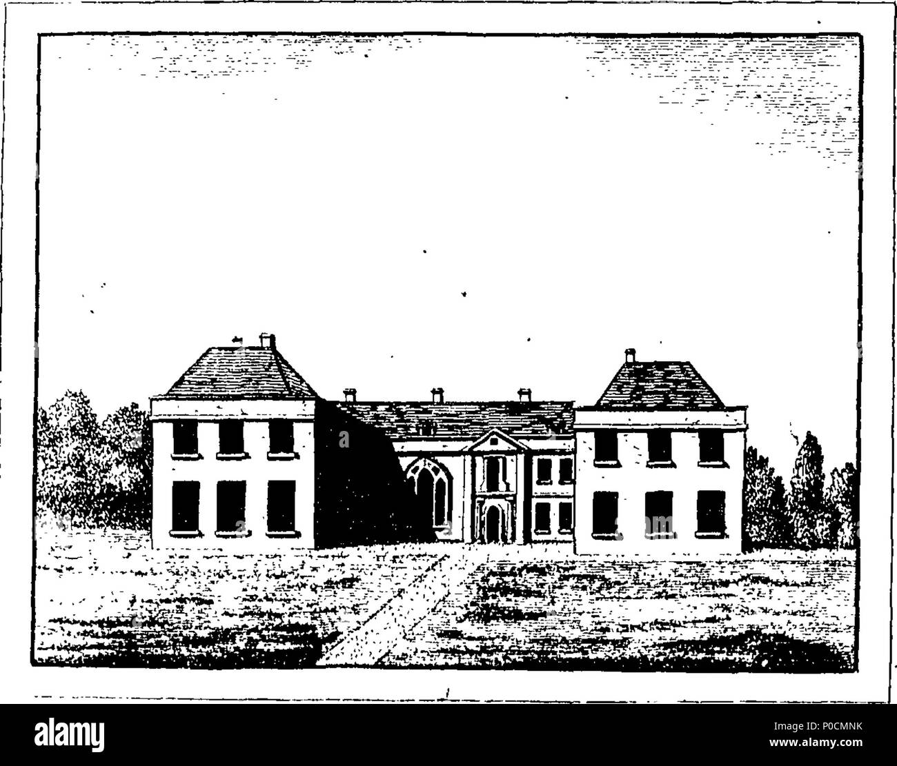 . Inglese: Fleuron dal libro: un sondaggio dello stato attuale della Chiesa Aspeden, Herts. Giugno 1793. 216 Un sondaggio dello stato attuale della Chiesa Aspeden, Herts. Giugno 1793. Fleuron T006297-5 Foto Stock