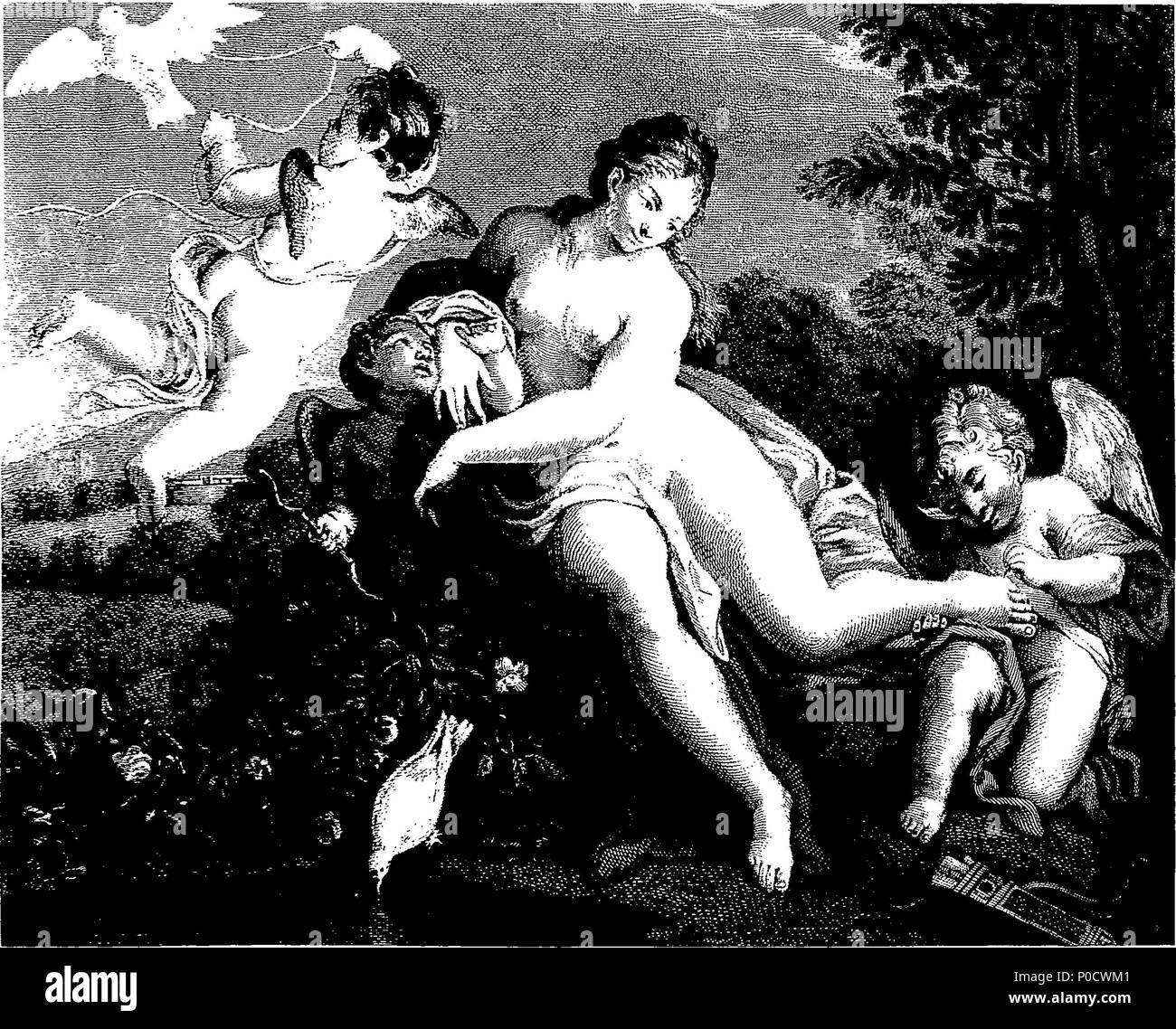 . Inglese: Fleuron dal libro: un set di stampe dopo aver inciso il la maggior parte dei dipinti di capitale nella collezione di sua maestà imperiale, l'imperatrice di Russia ultimamente in possesso del conte di Oxford a Houghton in Norfolk; con piani, elevazioni, sezioni, camino e soffitti. Vol: I. 199 una serie di stampe dopo aver inciso il la maggior parte dei dipinti di capitale nella collezione di sua maestà imperiale Fleuron T155309-13 Foto Stock