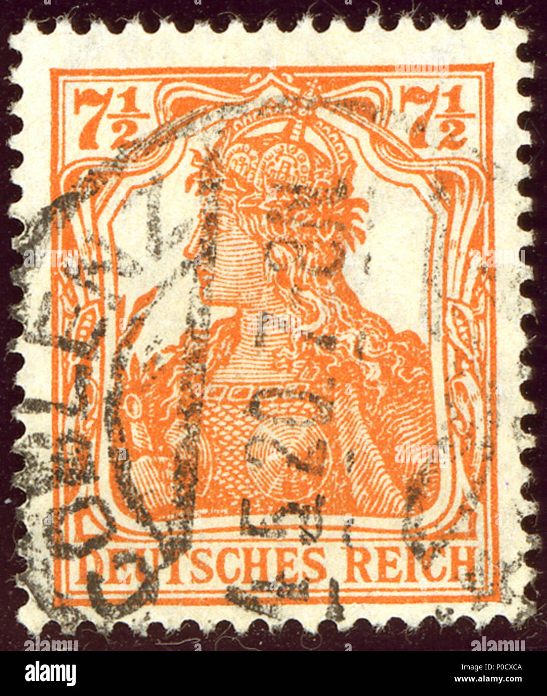 . Inglese: Timbro della Germania, 7 1/2 pfennig problema 1916, annullato a COBLENZ su 4-5-1920. Michel N°99. . 24 giugno 2014, 13:59:25. 1 Jacquesverlaeken 1920 Reich 7halfPfg Coblenz Mi99 Foto Stock