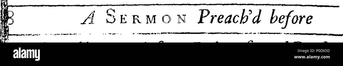 . Inglese: Fleuron dal libro: un sermone predicare'd prima regina nella cappella reale presso il St James, Novembre 5 1706. Essendo il giorno anniversario di ringraziamento per la liberazione dalla Gunpowder-Treason; e per il felice arrivo di sua maestà tardiva, &c. Da George Stanhope, D. D. Decano di Canterbury e cappellano in un ordinario di Sua Maestà. Pubblicare'd da Sua Maestà il comando speciale. 194 un sermone predicare'd prima regina nella cappella reale a St Fleuron T011946-1 Foto Stock