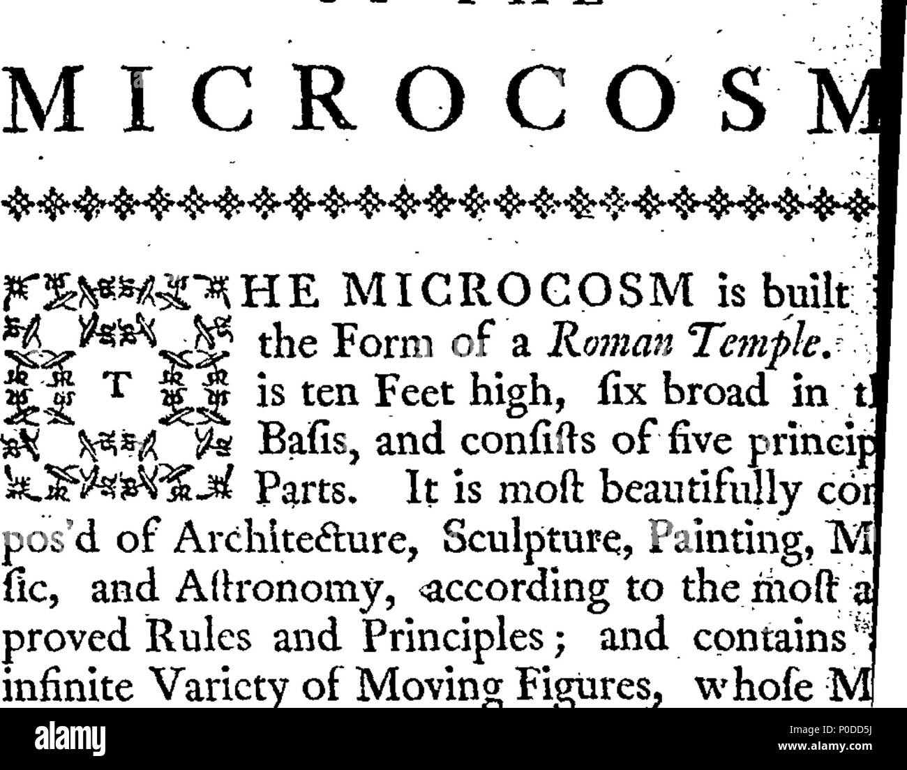 . Inglese: Fleuron dal libro: una descrizione succinta di quella elaborata e inimitabile pila di arte, chiamato, il microcosmo. Con un breve resoconto di sistema solare, intervallati con sentimenti poetici, sui pianeti. Estratto da la maggior parte approvato gli autori su questo tema. 211 una succinta descrizione di quella elaborata e inimitabile pila di arte, chiamato, il microcosmo Fleuron T177976-3 Foto Stock