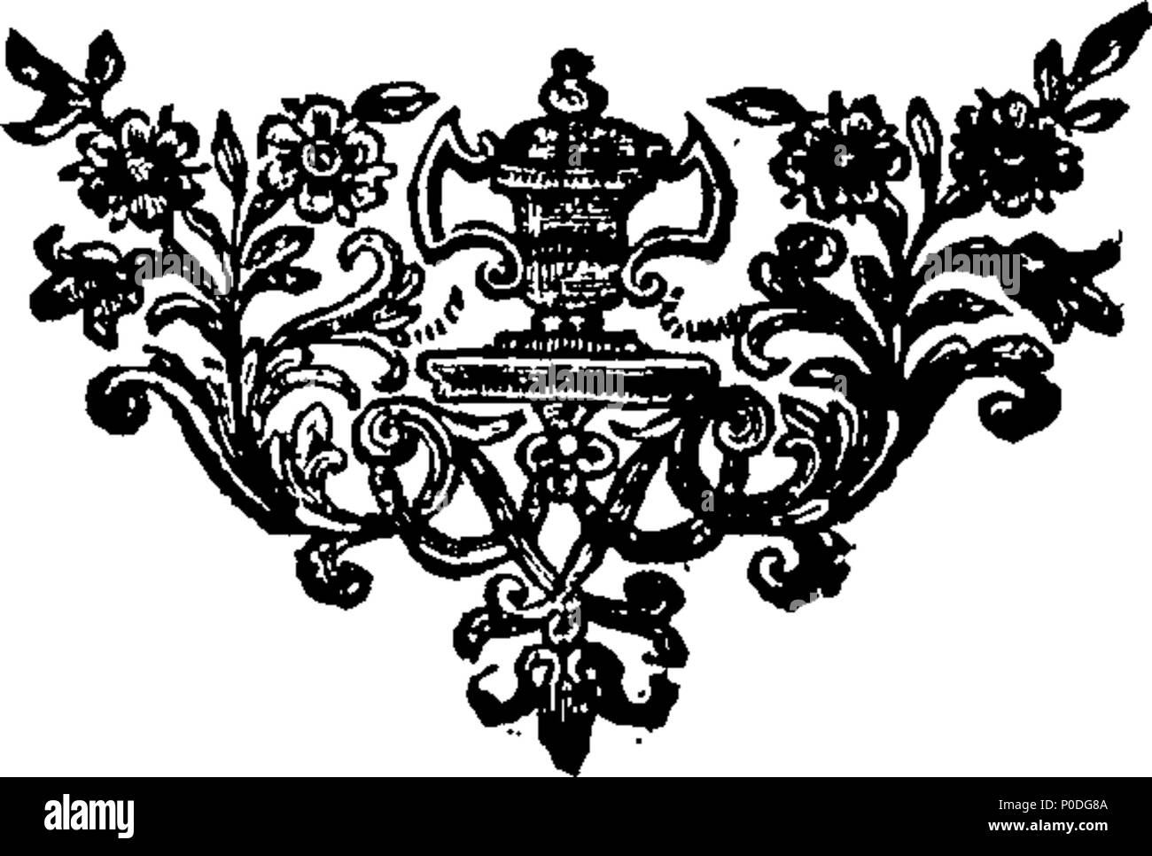 . Inglese: Fleuron dal libro: una tabella delle eclissi di Giove Pianeti quattro; con un'altra tabella delle immersioni e emersions del primo pianeta in e da Giove il corpo; e la parallasse di orb: per gli anni 1739 e 1740. 219 una tabella delle eclissi di Giove Pianeti quattro; con un'altra tabella delle immersioni e emersions del primo pianeta in Fleuron T080980-4 Foto Stock