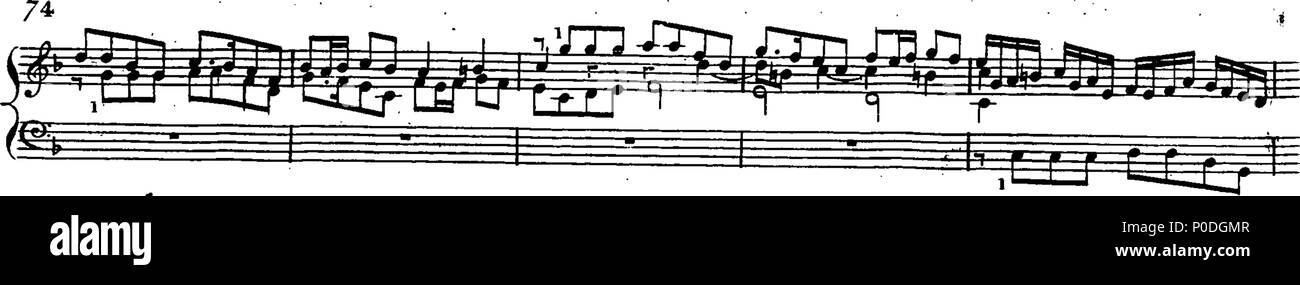 . Inglese: Fleuron dal libro: un terzo insieme di selezionare brani per organo eseguite presso la chiesa di San Giorgio Hanover-Square. Dedicato a destra Honble. Signore Visconte Fitzwilliam, dalla sua signoria più servo obbediente John Keeble. Questi Pleecs alsho' composto di organo sono ugualmente di migliorare e divertente sulla Harphehord. 220 un terzo insieme di selezionare brani per organo eseguite presso la chiesa di St Fleuron T180280-12 Foto Stock