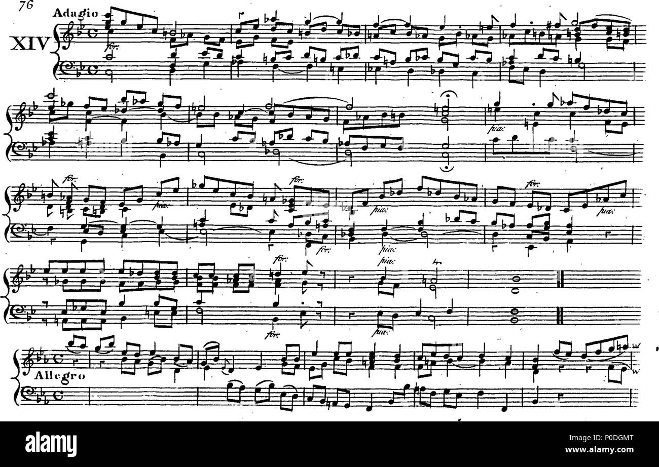 . Inglese: Fleuron dal libro: un terzo insieme di selezionare brani per organo eseguite presso la chiesa di San Giorgio Hanover-Square. Dedicato a destra Honble. Signore Visconte Fitzwilliam, dalla sua signoria più servo obbediente John Keeble. Questi Pleecs alsho' composto di organo sono ugualmente di migliorare e divertente sulla Harphehord. 220 un terzo insieme di selezionare brani per organo eseguite presso la chiesa di St Fleuron T180280-14 Foto Stock