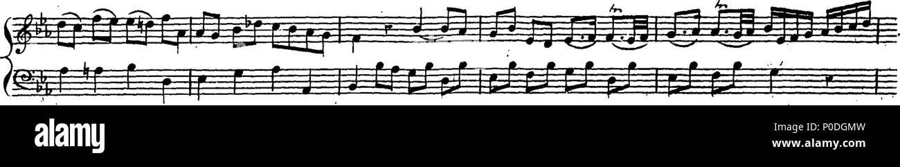 . Inglese: Fleuron dal libro: un terzo insieme di selezionare brani per organo eseguite presso la chiesa di San Giorgio Hanover-Square. Dedicato a destra Honble. Signore Visconte Fitzwilliam, dalla sua signoria più servo obbediente John Keeble. Questi Pleecs alsho' composto di organo sono ugualmente di migliorare e divertente sulla Harphehord. 220 un terzo insieme di selezionare brani per organo eseguite presso la chiesa di St Fleuron T180280-16 Foto Stock