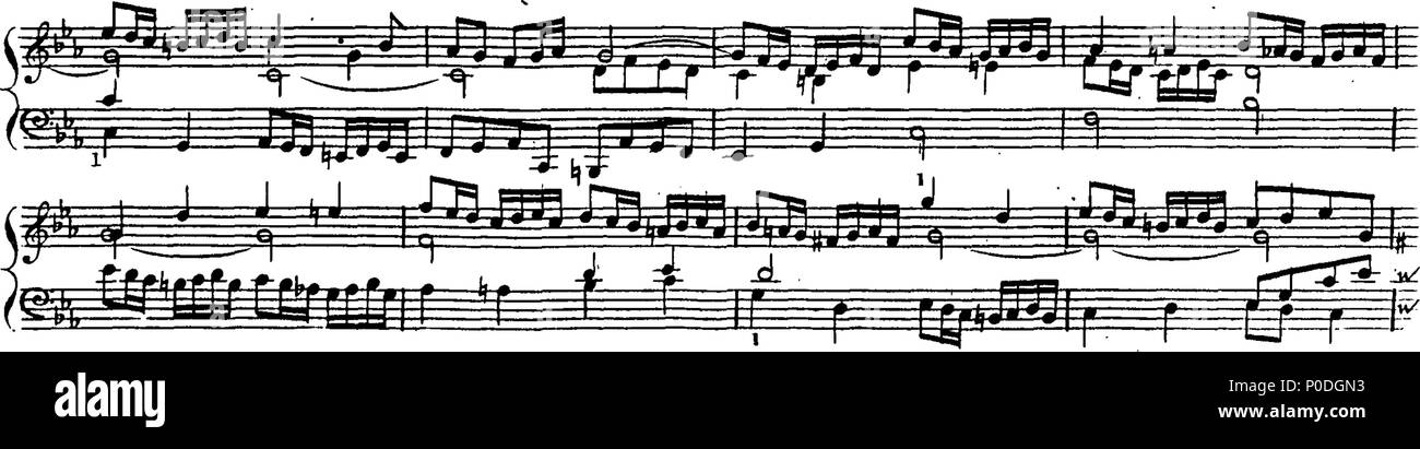 . Inglese: Fleuron dal libro: un terzo insieme di selezionare brani per organo eseguite presso la chiesa di San Giorgio Hanover-Square. Dedicato a destra Honble. Signore Visconte Fitzwilliam, dalla sua signoria più servo obbediente John Keeble. Questi Pleecs alsho' composto di organo sono ugualmente di migliorare e divertente sulla Harphehord. 220 un terzo insieme di selezionare brani per organo eseguite presso la chiesa di St Fleuron T180280-19 Foto Stock