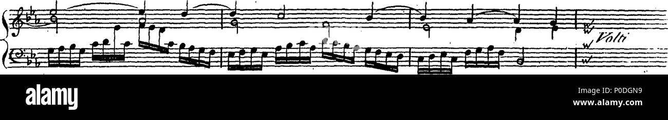 . Inglese: Fleuron dal libro: un terzo insieme di selezionare brani per organo eseguite presso la chiesa di San Giorgio Hanover-Square. Dedicato a destra Honble. Signore Visconte Fitzwilliam, dalla sua signoria più servo obbediente John Keeble. Questi Pleecs alsho' composto di organo sono ugualmente di migliorare e divertente sulla Harphehord. 220 un terzo insieme di selezionare brani per organo eseguite presso la chiesa di St Fleuron T180280-22 Foto Stock