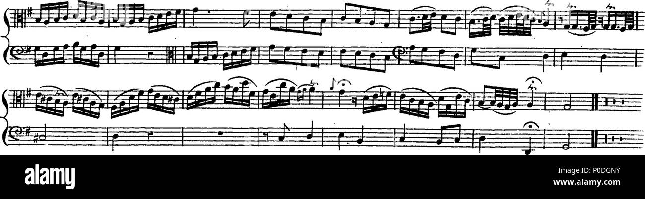 . Inglese: Fleuron dal libro: un terzo insieme di selezionare brani per organo eseguite presso la chiesa di San Giorgio Hanover-Square. Dedicato a destra Honble. Signore Visconte Fitzwilliam, dalla sua signoria più servo obbediente John Keeble. Questi Pleecs alsho' composto di organo sono ugualmente di migliorare e divertente sulla Harphehord. 221 un terzo insieme di selezionare brani per organo eseguite presso la chiesa di St Fleuron T180280-37 Foto Stock