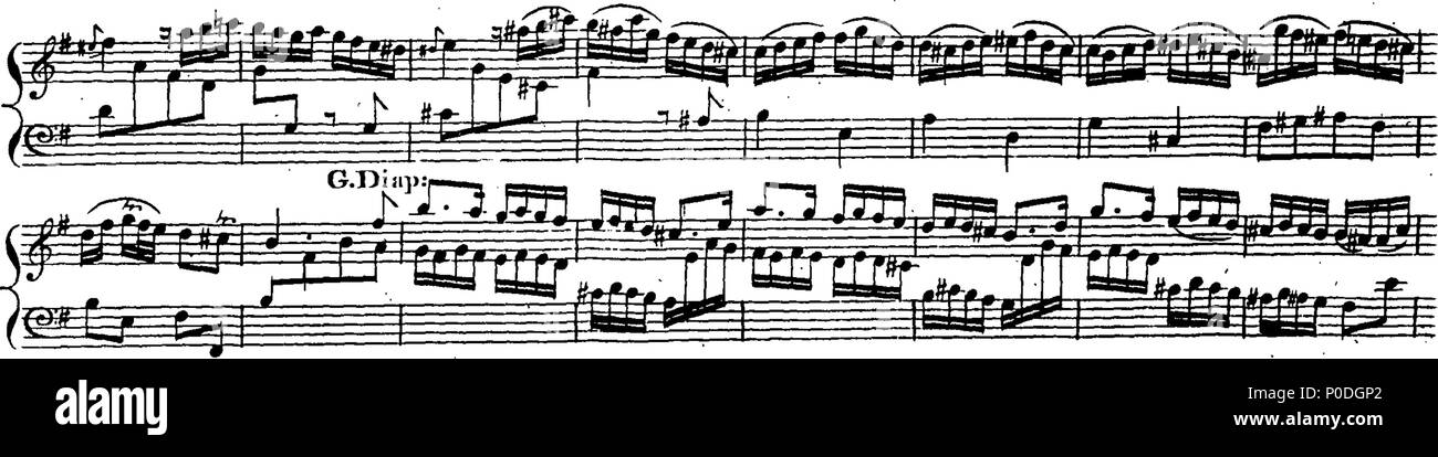 . Inglese: Fleuron dal libro: un terzo insieme di selezionare brani per organo eseguite presso la chiesa di San Giorgio Hanover-Square. Dedicato a destra Honble. Signore Visconte Fitzwilliam, dalla sua signoria più servo obbediente John Keeble. Questi Pleecs alsho' composto di organo sono ugualmente di migliorare e divertente sulla Harphehord. 221 un terzo insieme di selezionare brani per organo eseguite presso la chiesa di St Fleuron T180280-35 Foto Stock