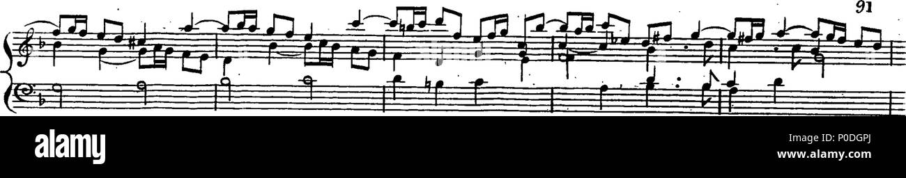 . Inglese: Fleuron dal libro: un terzo insieme di selezionare brani per organo eseguite presso la chiesa di San Giorgio Hanover-Square. Dedicato a destra Honble. Signore Visconte Fitzwilliam, dalla sua signoria più servo obbediente John Keeble. Questi Pleecs alsho' composto di organo sono ugualmente di migliorare e divertente sulla Harphehord. 221 un terzo insieme di selezionare brani per organo eseguite presso la chiesa di St Fleuron T180280-46 Foto Stock