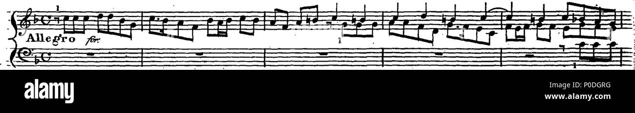 . Inglese: Fleuron dal libro: un terzo insieme di selezionare brani per organo eseguite presso la chiesa di San Giorgio Hanover-Square. Dedicato a destra Honble. Signore Visconte Fitzwilliam, dalla sua signoria più servo obbediente John Keeble. Questi Pleecs alsho' composto di organo sono ugualmente di migliorare e divertente sulla Harphehord. 221 un terzo insieme di selezionare brani per organo eseguite presso la chiesa di St Fleuron T180280-8 Foto Stock