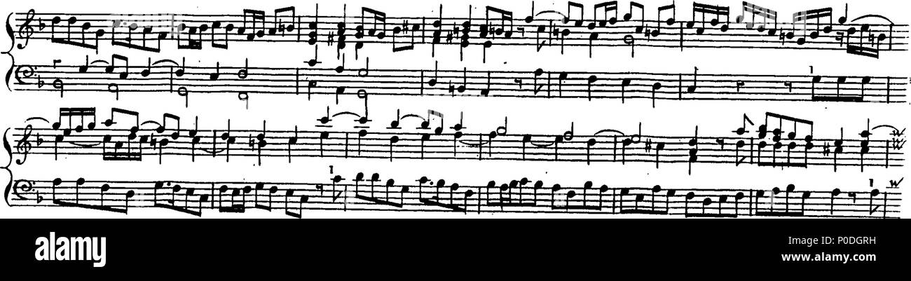 . Inglese: Fleuron dal libro: un terzo insieme di selezionare brani per organo eseguite presso la chiesa di San Giorgio Hanover-Square. Dedicato a destra Honble. Signore Visconte Fitzwilliam, dalla sua signoria più servo obbediente John Keeble. Questi Pleecs alsho' composto di organo sono ugualmente di migliorare e divertente sulla Harphehord. 221 un terzo insieme di selezionare brani per organo eseguite presso la chiesa di St Fleuron T180280-9 Foto Stock