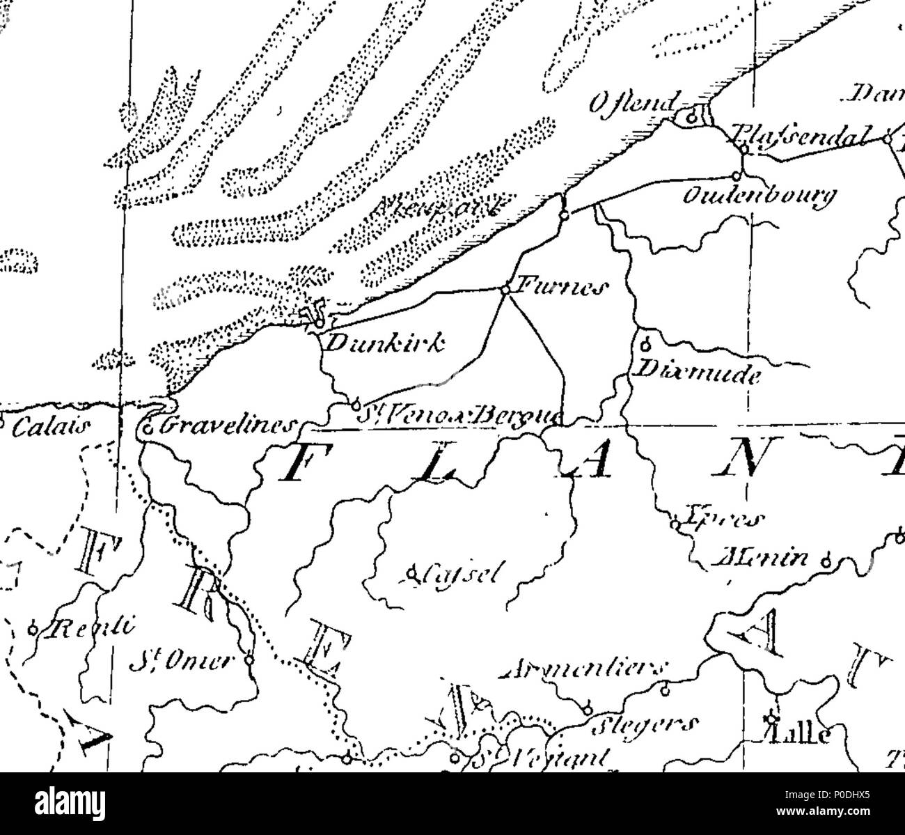 . Inglese: Fleuron dal libro: un tour in Olanda, olandese Brabant, Paesi Bassi Austriaci, e parte della Francia: in cui è inclusa una descrizione di Parigi e i suoi dintorni: dal compianto Harry Peckham, Esq. Uno di Sua Maestà il Consiglio, e registratore della città di Chichester. Con questa quarta edizione è data una mappa di Olanda e i Paesi Bassi, dagli ultimi sondaggi. 223 Un tour attraverso Holland Fleuron T097536-1 Foto Stock