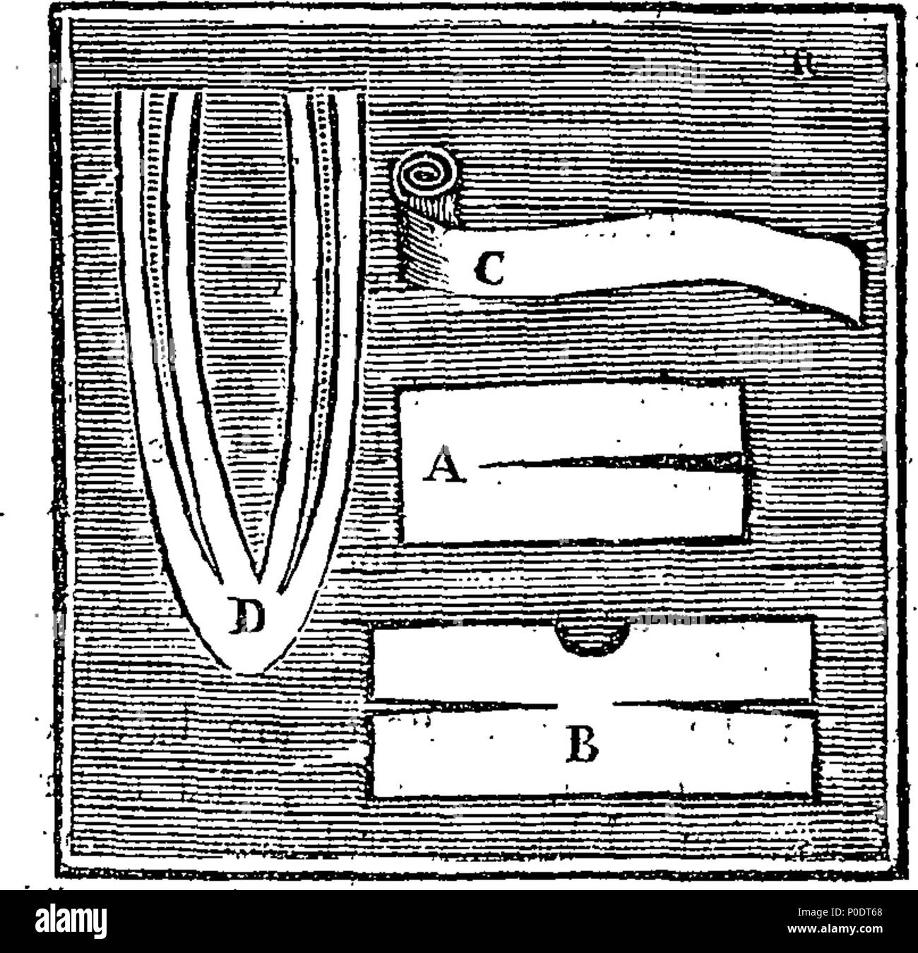 . Inglese: Fleuron dal libro: un trattato delle malattie delle ossa; contenente un esatto e compleat conto della natura, segni, le cause e le cure di esso in tutti i loro vari tipi. Con molte nuove e curiose le osservazioni riguardanti il venereo e altri Tempere; con il più recente e migliore metodo di pratica in ciascun caso. Come anche le figure che rappresentano le varie medicazioni, le macchine e gli strumenti qui descritti. Traduzione dal francese di John-Lewis Petit, della Reale Accademia delle Scienze, giurato il chirurgo di Parigi e Master in ritardo della sua azienda. 230 Un trattato di Foto Stock