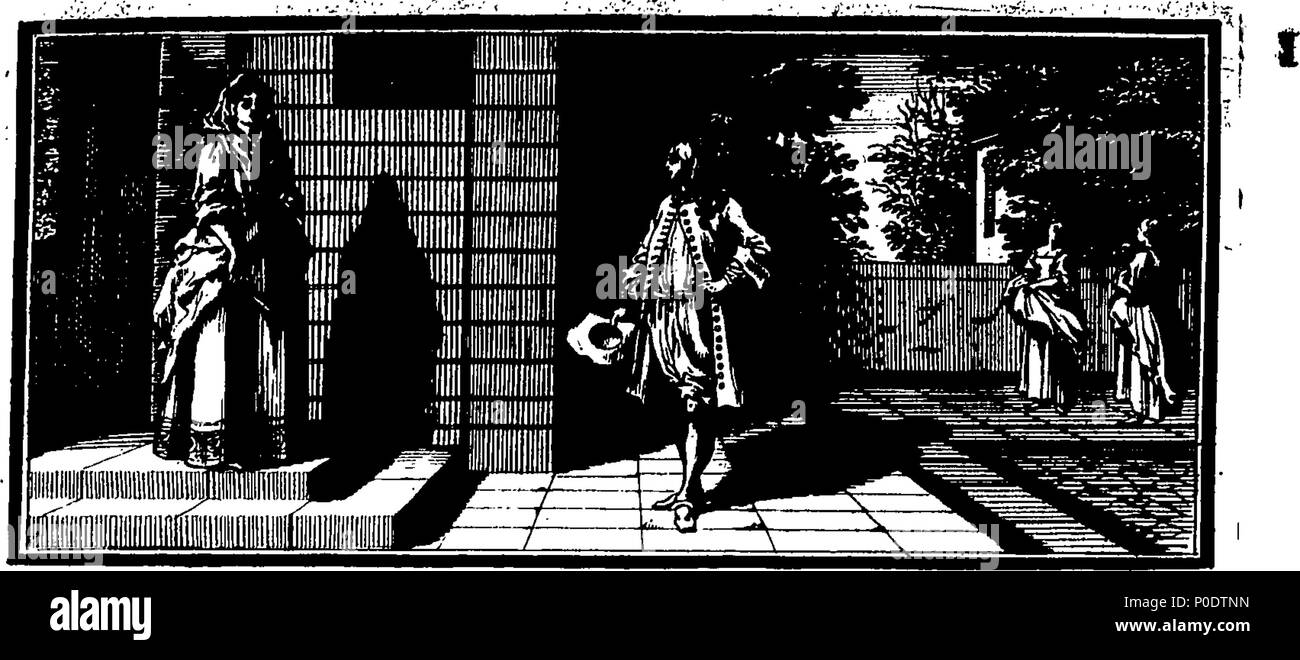 . Inglese: Fleuron dal libro: un trattato di cinque ordini di colonne in architettura, Toscane, dorico, ionico e corinzio e composito. In cui le proporzioni dei caratteri e dei membri delle loro diverse colonnine, colonne e Entablatures, sono distintamente considerare'd rispetto alla pratica della Antients e rinoceronti. Anche una più naturale, Easie e metodo praticabile stabilite per la determinazione della parte mostminute in tutti gli ordini, senza una frazione. Al quale è allegato'd, un discorso concernente lesene: e di numerosi abusi introduc'd in architettura. Engraven su sei piastre folio o Foto Stock