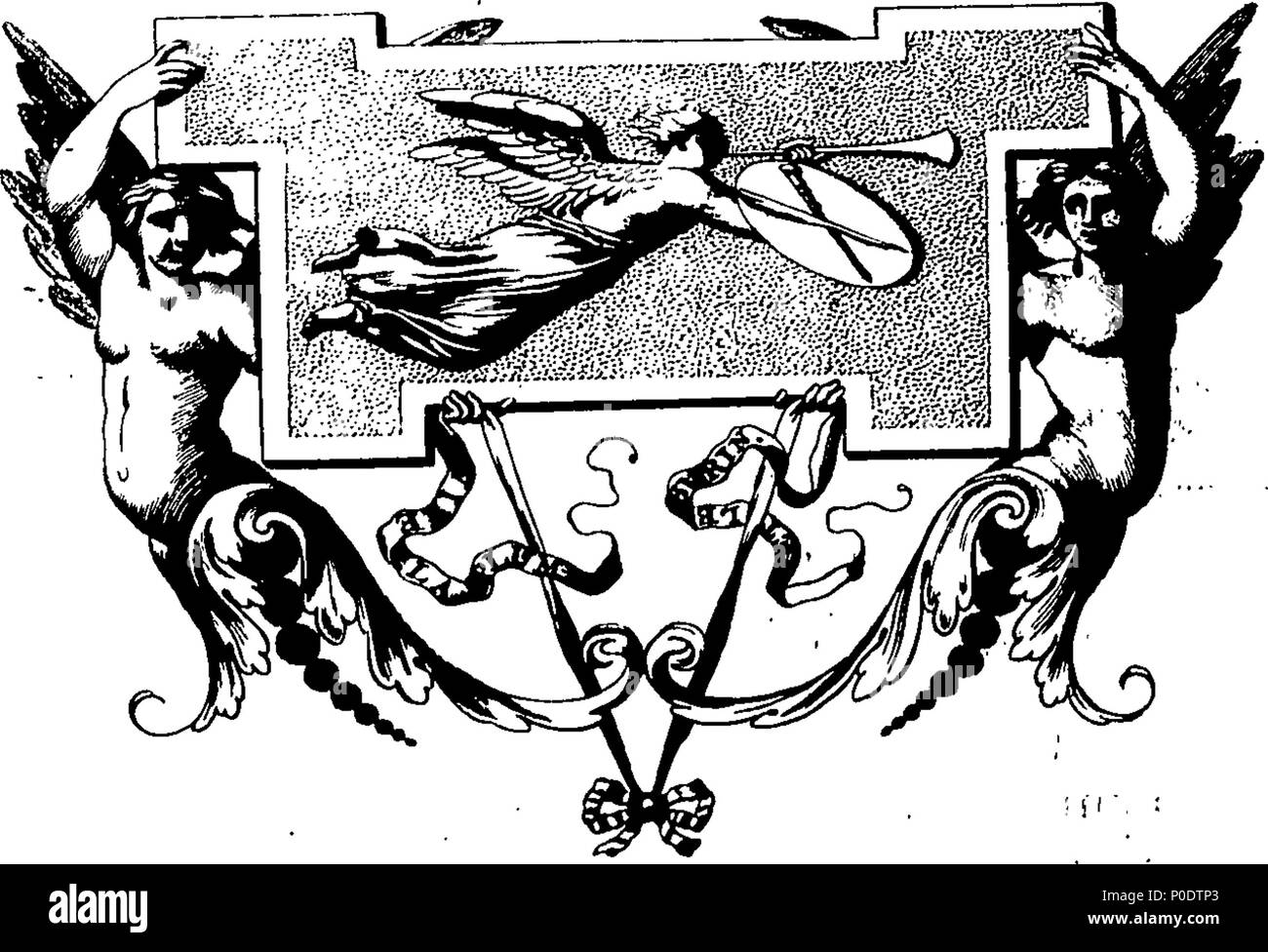 . Inglese: Fleuron dal libro: un trattato di cinque ordini di colonne in architettura, Toscane, dorico, ionico e corinzio e composito. In cui le proporzioni dei caratteri e dei membri delle loro diverse colonnine, colonne e Entablatures, sono distintamente considerare'd rispetto alla pratica della Antients e rinoceronti. Anche una più naturale, Easie e metodo praticabile stabilite per la determinazione della parte mostminute in tutti gli ordini, senza una frazione. Al quale è allegato'd, un discorso concernente lesene: e di numerosi abusi introduc'd in architettura. Engraven su sei piastre folio o Foto Stock