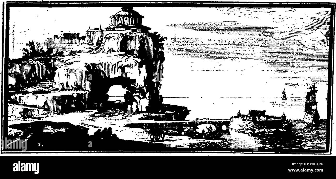 . Inglese: Fleuron dal libro: un trattato di cinque ordini di colonne in architettura, Toscane, dorico, ionico e corinzio e composito. In cui le proporzioni dei caratteri e dei membri delle loro diverse colonnine, colonne e Entablatures, sono distintamente considerare'd rispetto alla pratica della Antients e rinoceronti. Anche una più naturale, Easie e metodo praticabile stabilite per la determinazione della parte mostminute in tutti gli ordini, senza una frazione. Al quale è allegato'd, un discorso concernente lesene: e di numerosi abusi introduc'd in architettura. Engraven su sei piastre folio o Foto Stock