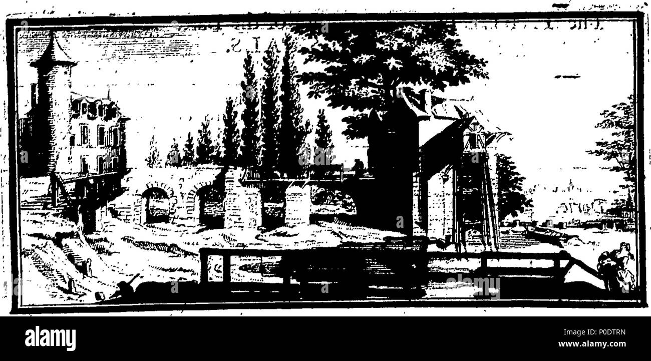 . Inglese: Fleuron dal libro: un trattato di cinque ordini di colonne in architettura, Toscane, dorico, ionico e corinzio e composito. In cui le proporzioni dei caratteri e dei membri delle loro diverse colonnine, colonne e Entablatures, sono distintamente considerare'd rispetto alla pratica della Antients e rinoceronti. Anche una più naturale, Easie e metodo praticabile stabilite per la determinazione della parte mostminute in tutti gli ordini, senza una frazione. Al quale è allegato'd, un discorso concernente lesene: e di numerosi abusi introduc'd in architettura. Engraven su sei piastre folio o Foto Stock
