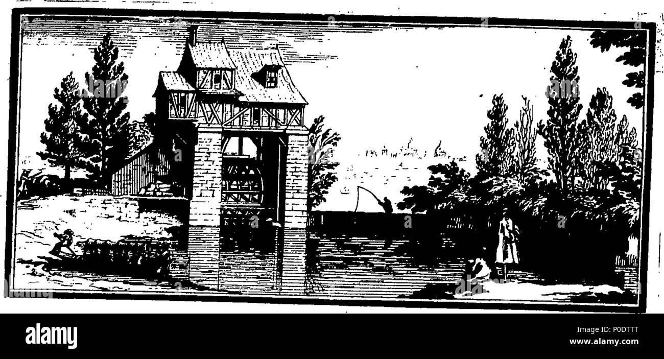 . Inglese: Fleuron dal libro: un trattato di cinque ordini di colonne in architettura, Toscane, dorico, ionico e corinzio e composito. In cui le proporzioni dei caratteri e dei membri delle loro diverse colonnine, colonne e Entablatures, sono distintamente considerare'd rispetto alla pratica della Antients e rinoceronti. Anche una più naturale, Easie e metodo praticabile stabilite per la determinazione della parte mostminute in tutti gli ordini, senza una frazione. Al quale è allegato'd, un discorso concernente lesene: e di numerosi abusi introduc'd in architettura. Engraven su sei piastre folio o Foto Stock