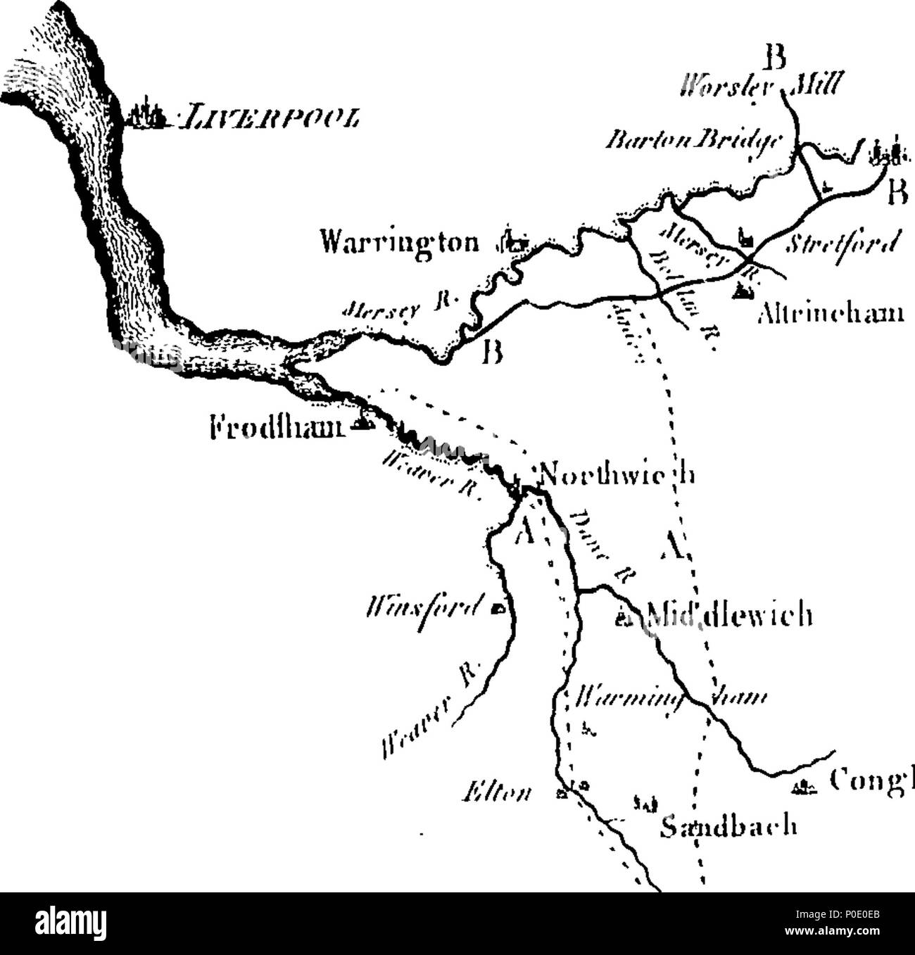 . Inglese: Fleuron dal libro: una vista dei vantaggi della navigazione navigazioni: con un piano di un canale navigabile, destinato per una comunicazione tra i porti di Liverpool e scafo. 242 Una vista dei vantaggi della navigazione navigazioni- con un progetto di un canale navigabile, destinato per una comunicazione tra i porti di Liverpool e Hull Fleuron T079503-3 Foto Stock