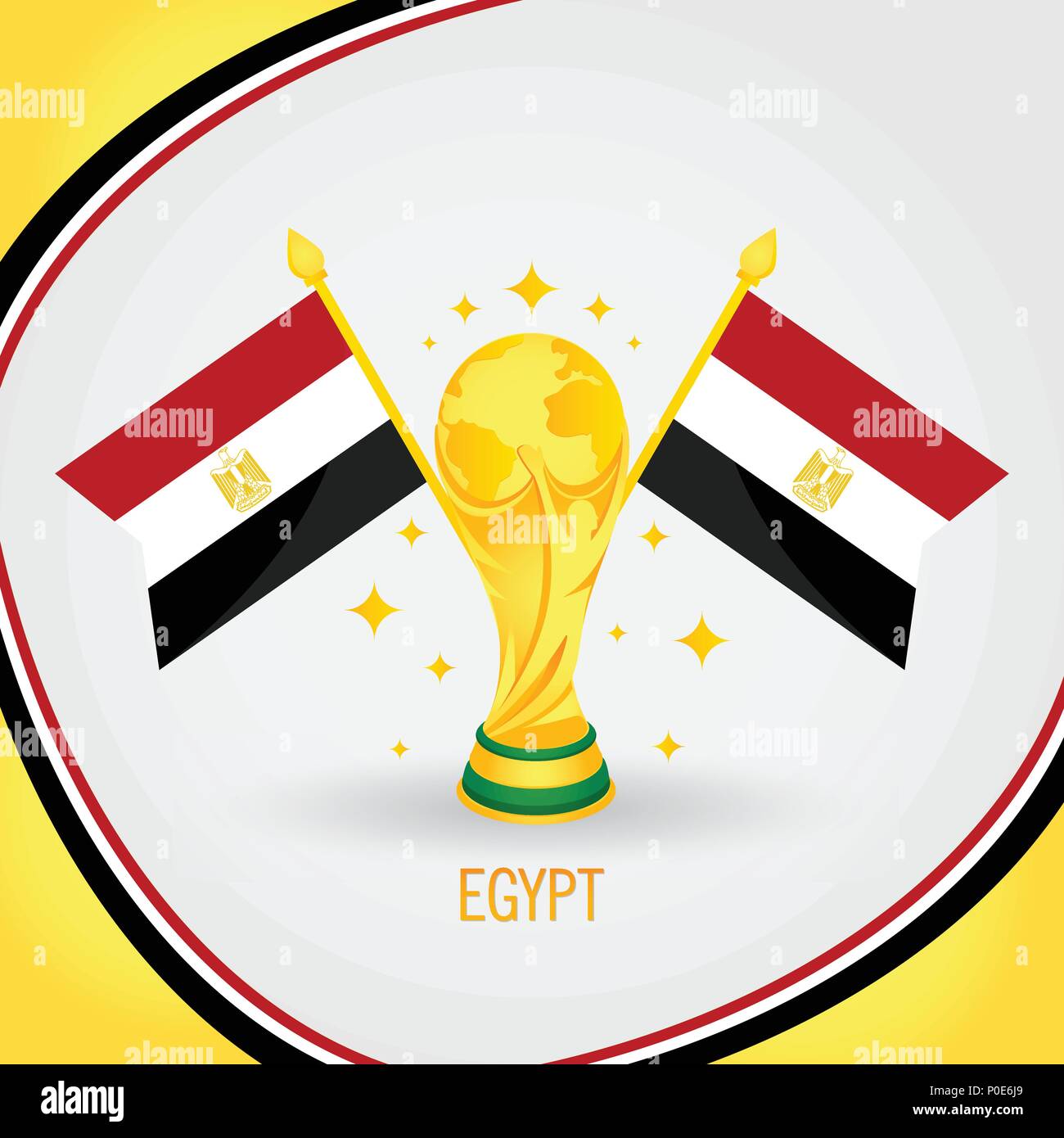 Egitto Campione del Calcio World Cup 2018 - Bandiera e Golden Trophy Illustrazione Vettoriale