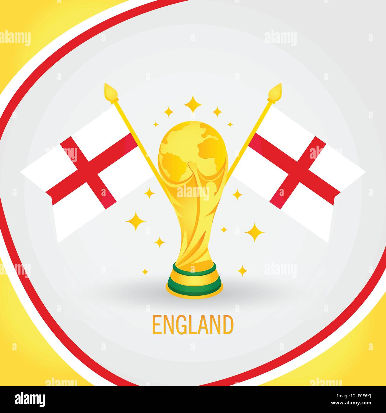 England Football Campione Coppa del Mondo 2018 - Bandiera e Golden Trophy Illustrazione Vettoriale