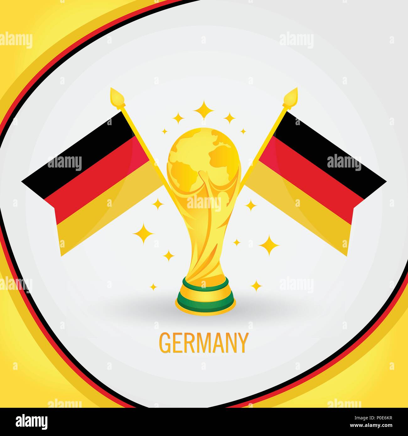 La Germania Campione del Calcio World Cup 2018 - Bandiera e Golden Trophy Illustrazione Vettoriale