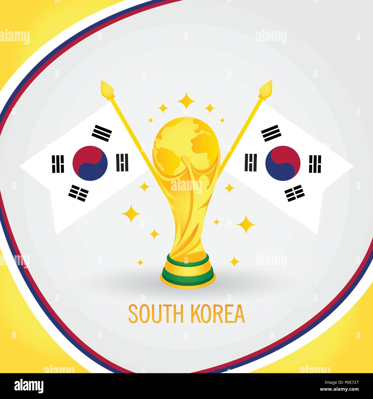 Corea del Sud Calcio Campione Coppa del Mondo 2018 - Bandiera e Golden Trophy Illustrazione Vettoriale