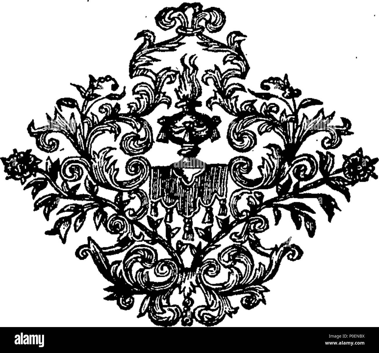 . Inglese: Fleuron dal libro: una vista di antiche leggi, contro l immoralità e profaneness; sotto i seguenti capi; scelleratezze; profano giuramento, maledizione e bestemmia spergiuro; Prophanation di giorni dedicati alla religione; il disprezzo o la negligenza del servizio divino; ubriachezza; giochi; l'ozio, Vagrancy, e mendicando; Stage-Plays e giocatori; e scontrarsi. Raccolti dalla religione ebraica, romani, greci, gotico lombardo, e altre leggi, fino alla metà del XI secolo. Da Giovanni Disney, M. A. Vicario di St. Mary a Nottingham. 241 Una vista di antiche leggi Fleuron T112762-3 Foto Stock