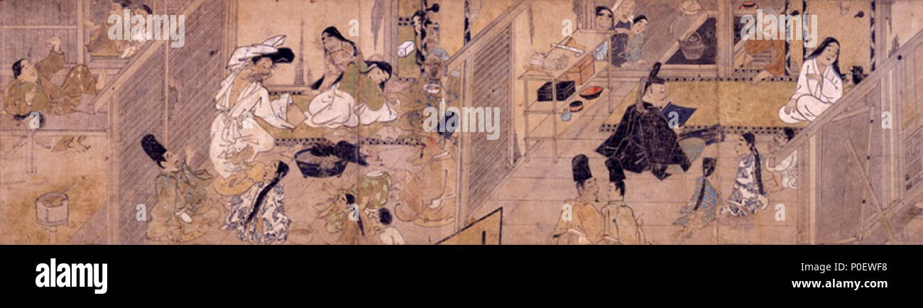 . Français : Emaki de l'Histoire d'onu peintre datant de l'époque de Kamakura. Détail de la première peinture. . Periodo Kamakura (1185-1333). 9 sconosciuto Eshi no soshi (scorrimento Kamakura), parte 1 Foto Stock