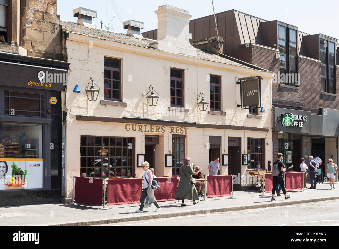 Arricciacapelli resto Pub, Byres Road, Glasgow, Scotland, Regno Unito Foto Stock